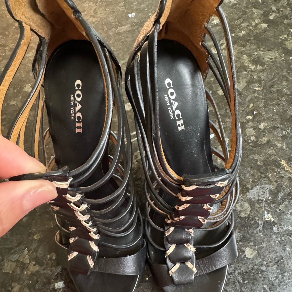 Coach Black Strappy Heels